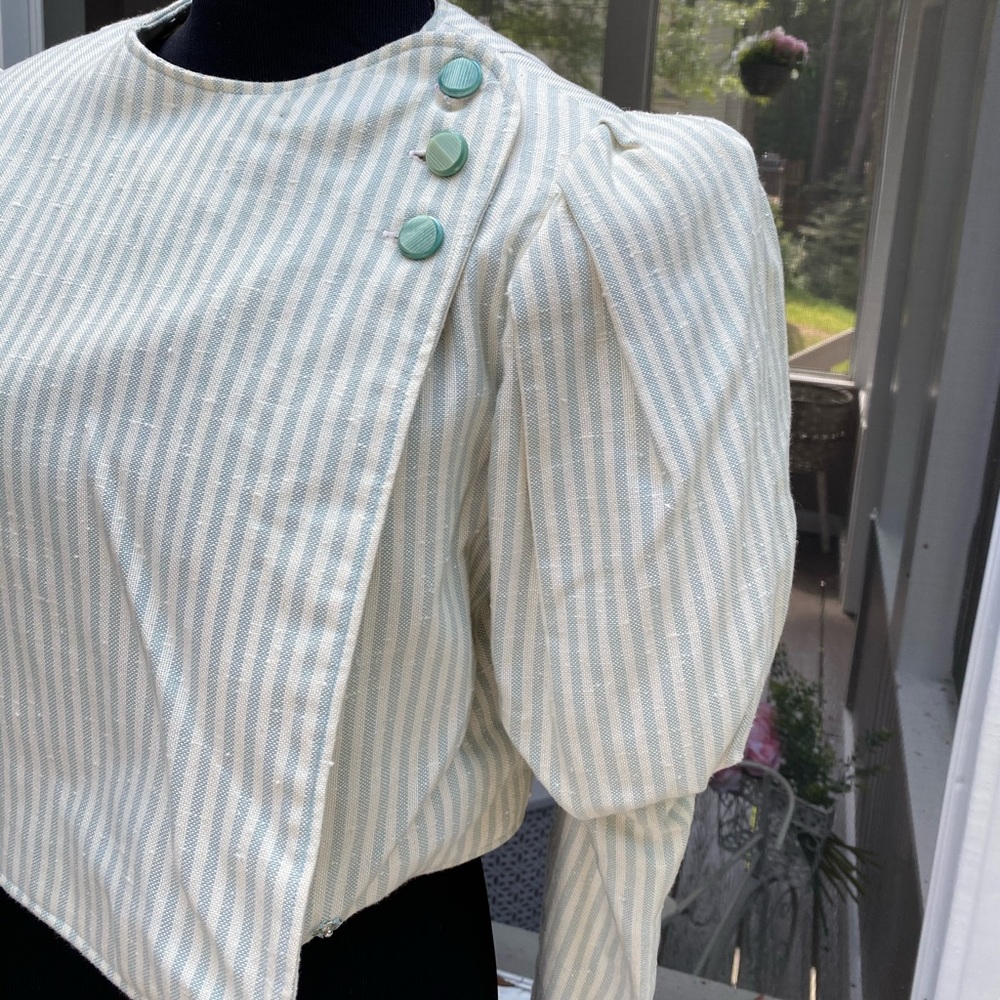 Vintage 80s Puffy Sleeve Cottagecore Victorian Top - Picture 5 of 8